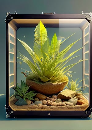 (realistic:1.2), (intricate:1.3),analog style,  (film grain), (warm hue, warm tone:1.2), close up, cinematic light, sidelighting, ultra high res, best shadow, RAW, marijuana plant(tropical jungle) ,  (KnollingCaseQuiron style), glass case, display case,  (KnollingCase:1.4), 