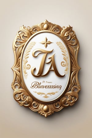 Beautiful badge design, unique and gorgeous blessing,decorative text:’’TA’’, text:’’1st Anniversary’’