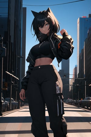 1girl,wearing crop top,regular fit pants,26 yrs old,athletic body,perfect busts,((shinny eyes)),big eyes,sexy face,3d,8k render,realistic,photorealistic,raw_photography,masterpiece,best quality,highly detailed,city streets,perfect girl,sexy,perfect shape,sharp focus