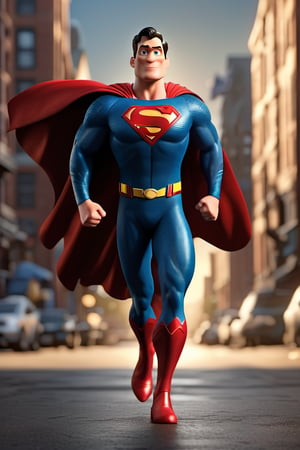 best quality, full body, detailed texture, detailed shadows,3d style,3D render,dc comics, movie, super man, shadow, standing, like action pose, animated,