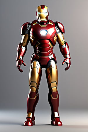 best quality, detailed texture, detailed shadows,3d style,3D render,iron man, shadow, standing, like human pose, animated, going to school, real shinning metal texture