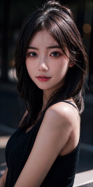 masterpiece,best quality,finely detail,1 young woman upper body detailed , beautiful detailed eyes, rim light shadow dramatic lighting 
gradient by Brandon Woelfel Ryan McGinley,ray tracing,Glow