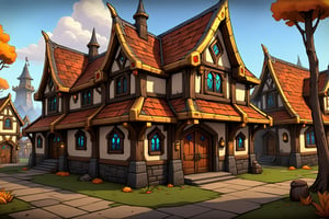 ((Hand Painted, Stylized, Cartoon, Game Prop, Concept Art, Stylized Textures, Hand Painted Textures, Cartoon, World of Warcraft style)), Stylized asset, Portrait, more detail XL, greg rutkowski, (world of warcraft style asset, artstation style, stylized station, 3d extrude style, flipped normals style), stylized prop,  cartoon, 3d, cartoon proportions (((Guild hall, game guild hall))), ,comic book