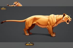 ((Concept Art, Fantasy, World of Warcraft Style, Artstation Style, Hand Painted, Stylized, Beautiful Colors, Game Art, female lioness mount, Stylized Game)), side_view,realistic