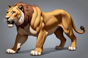 ((Concept Art, Fantasy, World of Warcraft Style, Artstation Style, Hand Painted, Stylized, Beautiful Colors, Game Art, female lioness mount, Stylized Game)), side_view,realistic