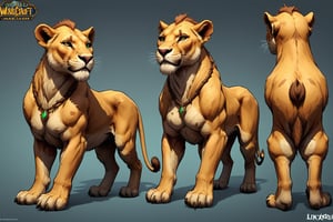 ((Hand Painted, Stylized, Game character, Concept Art,character sheet of a lioness, Stylized Textures, Hand Painted Textures, Cartoon, World of Warcraft style)), Stylized asset,  more detail XL, greg rutkowski, (world of warcraft style asset, artstation style, stylized station, 3d extrude style, flipped normals style), stylized prop,  3d, cartoon proportions,comic book, work of art,  breathtaking lioness , Let the concept merge fantasy and nature in a mix of UHD, sideview


