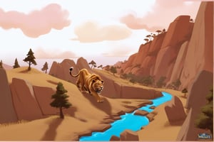 ((Concept Art, Fantasy, World of Warcraft Style, Artstation Style, Hand Painted, Stylized, Beautiful Colors, Game Art, female lioness mount, Stylized Game)), side_view,realistic