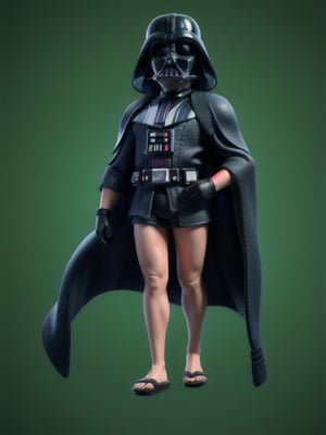 ((full body):1.5), Darth Vader from Star Wars, beachy, summery, wearing sunglasses, has a red lightsaber in hand 16k, high quality, high details, UHD, masterpiece, green background