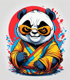 Leonardo Style, illustration, kungfu panda, panda, white  background, simple background, sunglasses, colorful , color splash , pop color, ultra hd,oni style