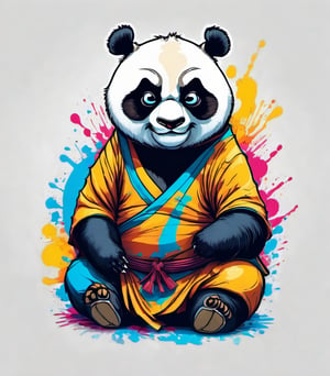 Leonardo Style, illustration, kungfu panda, panda, white  background, simple background, sunglasses, colorful , color splash , pop color, ultra hd,oni style