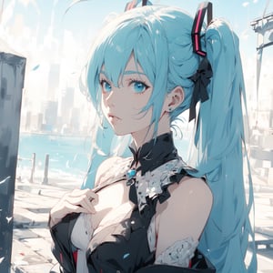  mid breast,looking_at_viewer, scenery, (Masterpiece, Best Quality), highres,
hatsune miku, Detail in the background, detail in the clothes, outdoor,(Sui Ishida, ) Wojciech Siudmak abstract,gray hair, dynamic look,1 girl,yuzu