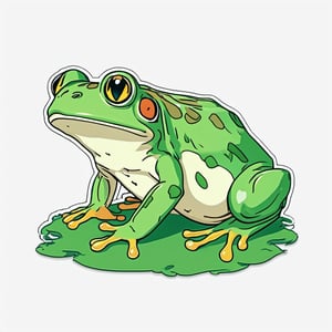 Vector, sticker design, studio ghibli style, cute Green frog with blotches, white background, high_resolution,Leonardo Style, illustration