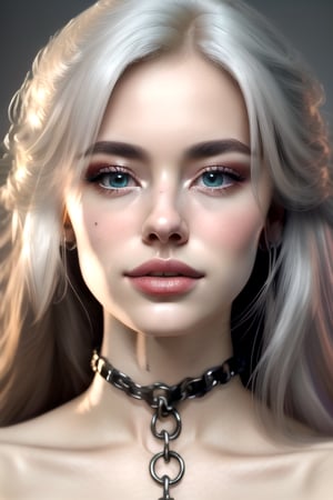 8k portrait of beautiful white hair, realistic, detailed skin, intricate, elegant, highly detailed, majestic, digital photography, art by artgerm and ruan jia and  (masterpiece, sidelighting, finely detailed beautiful eyes: 1.2), hdr, infinity, huge boobs, nude, long leg, neck tatoo, real, skin, shadow_the_hedgehog, iron chain handcoff,Detailedface,Detailedeyes, bondage,o-ring , pearcing , smoky makup,perfecteyes, ,gh3a,b3rli,n_2b,kikigram_97,gwen stacy,Realism