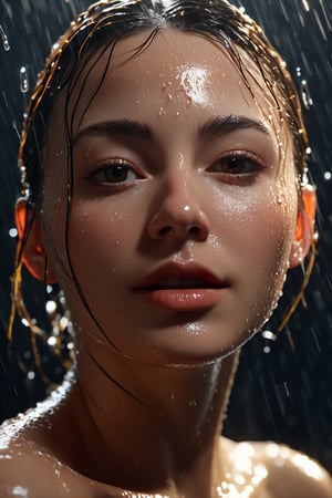 naked wet woman, realistic photo, photorealistic, epic realistic, cinematic light, professional photograph, dramatic, award winning, cinematic lighting, sharp focus, octane render, unreal engine, volumetrics dtx, (film grain),Movie Still