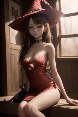 a hot animegirl, Holding a magic sphere that glows blue and emitting lightning, wearing a witch's hat, wearing a red dress is beautiful, a cat is sitting on a wooden beam in the corner of the witch's house behind the witch, the witch is looking sideways on the witch viewers

maximum image texture, best quality UHD 16k, Anime 1.5, best quality, masterpiece, ultra-detailed, very high definition, extremely delicate and beautiful, high resolution, hyperealistic shadows, masterpiece, more contrast, high_resolution, best faces, max pixel, perfect finger, perfect hands