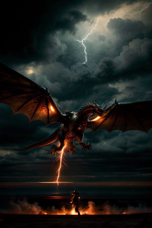 Prompt:
"I envision an awe-inspiring masterpiece that transports viewers into the heart of a high-stakes aerial battle during the 1940s. In the midst of stormy thunderclouds, a battle-scarred World War II fighter plane, a shining metallic symbol of human tenacity, is locked in combat with a colossal and fearsome dragon.

The fighter plane should be meticulously detailed, with a realistic metallic texture and all the historical accuracy of a World War II aircraft. The plane is firing its machine guns and cannons at the approaching dragon. The scene should convey the intensity and adrenaline of an epic dogfight, with gun smoke and tracers filling the air.

The dragon, an embodiment of mythical power, should be vividly green, with scales that shimmer and glow with orange lines running between them. The dragon's mouth should be wide open, spewing a torrent of searing fire towards the plane. The flames should be beautifully detailed, and the dragon's expression should be fierce and menacing.

The stormy sky should be filled with dramatic clouds, with thunderbolts and lightning strikes illuminating the scene. The lightning should add to the dramatic illumination, casting dynamic and eerie shadows on the combatants and the surrounding clouds. The scene should be brightly lit, allowing every detail to be visible.

I envision a rich and cinematic color palette, with vibrant colors that capture the intensity of the battle. The overall scene should have a high dynamic range to enhance visual impact.

This masterpiece should be rendered in an astonishing 32k resolution, ensuring that every detail, from the rivets on the plane to the individual scales on the dragon, is razor-sharp and immersive. The final artwork should be a visual tour de force, invoking the spirit of iconic films like Mad Max, Blade Runner, I Am Legend, and the TV show 'The Last of Us.'"