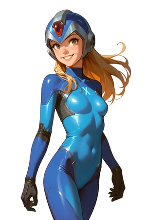 digital_media_(artwork) hi_res, score_9, score_8_up, score_7_up, score_6_up, score_5_up, score_4_up, rating_safe, beautiful, slim, slender, small breasts, cute, helmet, bodysuit under clothes,  long blonde hair, beautiful eyes, smile, solo, SFW, zero X,good_hands