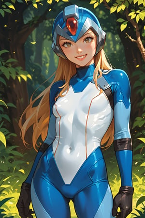 digital_media_(artwork) hi_res, score_9, score_8_up, score_7_up, score_6_up, score_5_up, score_4_up, rating_safe, beautiful, slim, slender, small breasts, cute, helmet, bodysuit under clothes,  long blonde hair, beautiful eyes, smile, solo, SFW, zero X