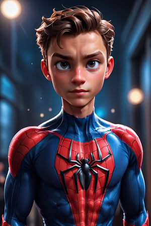 ((masterpiece, best quality)), absurdres, (Photorealistic 1.2), sharp focus, highly detailed, top quality, Ultra-High Resolution, HDR, 8K, upper body shot,epiC35mm, film grain, 

photo of handsome young man, 18 years old, (((Peter Parker (Tom Holland:1.2) from "Spiderman"))),

(((wearing Spider-Man suit)

(freckles:0.0), slim athletic body, ((())), pale skin, short brunette hair, detailed eyes, warm smile face, handsome face,