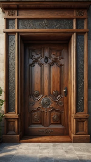 ((masterpiece: 1.2),(best quality, ultra detailed, photorealistic: 1.37) high quality, high definition, super detailed, unreal engine, Ultra realistic illustration, cinematic lighting, hyper-realistic photography captured with the best camera, HDR, silk, volume, Jacek Yerka style,Antique wooden door with ornaments,eyes shoot