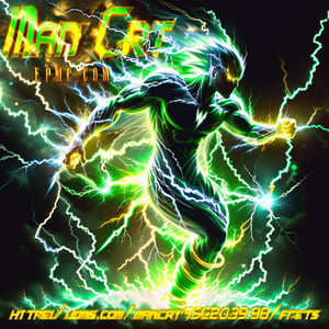 a close up of a person in a green suit with lightning, an epic anime of a energy man, album art, imgur, epic magic effects, power metal album cover, magical effect, lightning fantasy magic, electricity aura, magic special effects, sci-fi magic highly detailed, muscular!! sci-fi, magic energy, amazing lightning art, warcaft art,DonM3l3m3nt4lXL