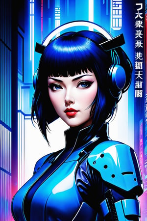 Ghost in the Shell Vol.2 - Assassin Geisha, by Luis Duarte, Luis Duarte style, blue and black shading, Neo-Tokyo style, Element Air, Mythpunk, Graphic Interface, Sci-Fic Art, Dark Influence, NijiExpress 3D v3, Kinetic Art, Datanoshing, Oilpainting, Ink v3, Splash style, Abstract Art, Abstract Tech, Cyber Tech Elements, Futuristic, Illustrated v3, Deco Influence, AirBrush style, drawing