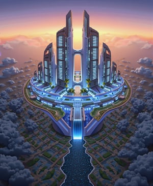 (best quality,4k,8k,highres,masterpiece:1.2),ultra-detailed,(realistic,photorealistic,photo-realistic:1.37),futuristic floating city,futuristic technology,city on a gigantic high-tech flat platform,airship,floating in the sky,futuristic city,small airship around,high-tech half-sphere platform,colorful lights,advanced architecture,modern buildings,skyscrapers,reaching the clouds,awe-inspiring view,urban landscape,impressive design,seamless integration with nature,dynamic and vibrant atmosphere,futuristic transport system,hovering vehicles,transparent pathways,lush greenery,hanging gardens,cascading waterfalls,magnificent skyline,reflection on the water,sparkling river,architectural innovation,futuristic skyscrapers,transparent domes,unusual shaped buildings,elevated walkways,impressive skyline,glowing lights,futuristic technology,minimalist design,scenic viewpoints,panoramic view,cloud-piercing towers,vibrant colors,epic sunrise,epic sunset,dazzling display of lights,magical ambiance,city of the future,urban utopia,luxurious lifestyle,innovative energy sources,sustainable development,smart city technology,advanced infrastructure,tranquil atmosphere,harmonious coexistence of nature and technology,awe-inspiring cityscape,unprecedented urban planning,seamless connection between buildings and nature,high-tech metropolis,cutting-edge engineering marvels,future of urban living,visionary architectural concepts,energy-efficient buildings,harmony with the environment,city floating above the clouds,utopian dreams turned reality,limitless possibilities,advanced transportation network,green energy integration,innovative materials,impressive holographic displays,advanced communication systems,breathtaking aerial views,peaceful and serene surroundings,modernist aesthetics,ethereal beauty,illustration,Mecha,aidmafluxpro1.1,futureurbannight,nftnik