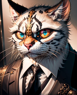  Mad Cat in suit and tie,  in a strict suit, Dark suit, epic and classy portrait, highly detailed exquisite fanart, Official Character Art, well - dressed, dignified aristocrat, official character illustration, in his suit, Trending on ArtStation pixiv, high detailed official artwork, elegant cat , Angry face, 