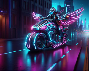 Wide angel view of a person riding a motorcycle on a city street, sitting on cyberpunk motorbike, riding a futuristic motorcycle, cyber neon lights, cyber neon lighting, cyberpunk futuristic neon, cyber neon lightings, cyberpunk with neon lighting, neon cyberpunk, futuristic motorcycle, cyberpunk neon, futuristic neon, neon cyberpunk style, cyberpunk neon lights, neon cyberpunk vibrant colors, daniel maidman octane rendering, futuristic vehicles, concept design art octane render, anime art vehicle concept art, cyberpunk futuristic neon, cycles 3 d render, futuristic vehicle,nlgtstyle,chrometech,surface imperfections