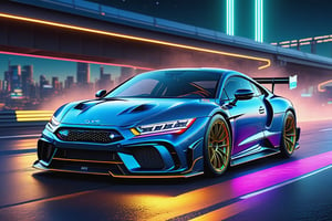Apollo EVO, very bright colors with thick edges, road background, furious, fierce, magical and delicate line of scientific and technological sense, cinematic sense, neon border, HD, detailed light, cinematic, high detail, 4k, cyberpunk, 3D rendering, 32k, hyper detailed, magical and epic, epic light, the most perfect and beautiful image ever created, image taken with the Sony A7SIII camera, many details, 8k speed effect, Phi Phenomenon (Marcos Wertheimer)