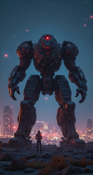 (Giant Weapon), A giant laser cannon in the high-tech era, located on the edge of a future city. This laser cannon is made of black metal, covered with complex circuits and control panels, and its muzzle points towards the distant starry sky. The lights of the city and the stars in the night sky complement each other, creating a futuristic atmosphere full of technology. Beautiful cinematic lighting, surreal, RAW photo, color graded, dynamic movement, captivating chiaroscuro, (special effects:0.1), full body, award-winning, cinematic still, emotional, vignette, dynamic, vivid, (masterpiece, best quality, photorealistic, Professional, perfect composition, very aesthetic, absurdres, ultra-detailed, intricate details:1.3)