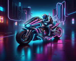 Wide angel view of a person riding a motorcycle on a city street, sitting on cyberpunk motorbike, riding a futuristic motorcycle, cyber neon lights, cyber neon lighting, cyberpunk futuristic neon, cyber neon lightings, cyberpunk with neon lighting, neon cyberpunk, futuristic motorcycle, cyberpunk neon, futuristic neon, neon cyberpunk style, cyberpunk neon lights, neon cyberpunk vibrant colors, daniel maidman octane rendering, futuristic vehicles, concept design art octane render, anime art vehicle concept art, cyberpunk futuristic neon, cycles 3 d render, futuristic vehicle,nlgtstyle,chrometech,surface imperfections