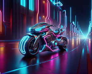 Wide angel view of a person riding a motorcycle on a city street, sitting on cyberpunk motorbike, riding a futuristic motorcycle, cyber neon lights, cyber neon lighting, cyberpunk futuristic neon, cyber neon lightings, cyberpunk with neon lighting, neon cyberpunk, futuristic motorcycle, cyberpunk neon, futuristic neon, neon cyberpunk style, cyberpunk neon lights, neon cyberpunk vibrant colors, daniel maidman octane rendering, futuristic vehicles, concept design art octane render, anime art vehicle concept art, cyberpunk futuristic neon, cycles 3 d render, futuristic vehicle,nlgtstyle,chrometech,surface imperfections