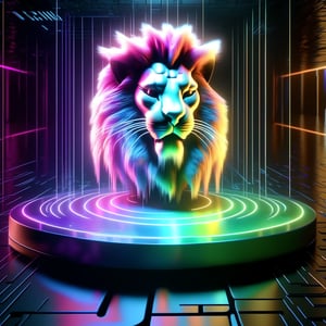 (((text "Mad Cat"))), neon 3D Hologram of a MAD CAT Lion face, Neon multy colored matrix code falling from the top in the background, intelligence concepts HD wallpaper,DonMH010D15pl4yXL ,