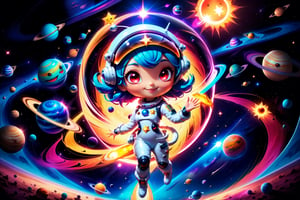 (masterpiece), best quality, a cute girl floating in the space holding a planet, ((holding)), sphere, ((glow, planet glow)), perfect face, expressive eyes, space suit, austronaut helmet, spiral galaxy, astronomy wallpaper, happy, colorful, exciting, gorgeous, blue giant star, cowboy shot, cosmic, cosmos 4k, shiny, perfect light, glowing sphere BREAK  a cute girl on space, she  holding a glwoing sphere with the two hands, she  wearing a white space suit, she has blue hair, red eyes, red giant star, sun like star, shine, BREAK vivid colors, bright,shiny, cool colors, dramatic lighting, artistic, creative, digital art, wallpaper, (glowing eyeagical, impossible, good vibes, good emotions, adventure, (solo, alone,1girl),3D Render Style,aicc