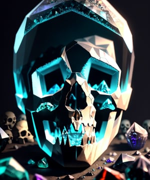 a macro photograph by Adam Marczyński, Unsplash, Vanitas, ashes crystal, crystal skull, shiny crystal on a rock, Shiny Quartz Crystal Skull, nebula with the shape of a skull, partially bloody crystallized, sacred skull, beautiful crystals, made of crystallized synapse, Neon colors