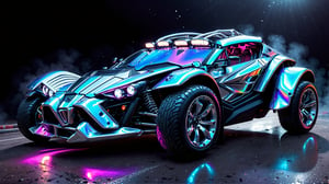  front view, ultra relistic, of a ariel nomad with headlights on, a light bar on the roof shining bright beams of white light , background black, ✏️🎨, 8k stunning artwork, vapor wave, hyper colorful, stunning art style, car with holographic paint, amazing wallpaper, futuristic art style, 8 k highly detailed ❤🔥 🔥 💀 🤖 🚀4k phone wallpaper, inspired by Mike Winkelmann,
