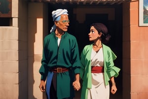 one women,one man,holding hands,indian  skin,cinematic,beautifully 
