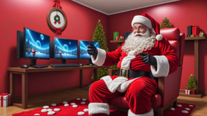 (Santa theme:1.5), (doing e_sports at his room), (fantasy:1.5), (amazing:1.5), (fantastic: 1.5), (digital anime illustration:1.5), (symmetrical arrangement:1.5), (virtual world: 1.5) , (ultradetailed: 1.5), (hyper sharp: 1.3),(best quality:1.3),(masterpiece:1.3),oil paint,christmas,ral -chrcrts,ink,ink,SANTA CLAUS,<lora:659095807385103906:1.0>,<lora:659095807385103906:1.0>