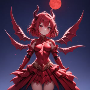 1dragon girl, red hair, red armor, dragon horns, dragon wings, in the sky, red moon, moon light, full moon, ((centered image)), high res, hyper sharp, sharp focus, best quality, masterpiece ,,,,,,,<lora:659095807385103906:1.0>