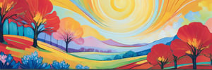 A mesmerizing piece of abstract art, inspired by the legendary artists Gauguin and Van Gogh, captures the essence of a rejuvenating spring. The canvas is a vibrant explosion of colors, with fiery reds and golden yellows symbolizing the warmth and passion of the season's rebirth. Dreamlike elements dance within the painting, intertwining with the swirling colors and representing the delicate blossoming of nature. The texture of the artwork conveys the unpredictable and dynamic nature of spring, while the harmonious blend of traditional and contemporary styles creates a surreal landscape that transcends time. This breathtaking masterpiece celebrates the eternal beauty of spring's awakening, a testament to the enduring power of artistic expression.