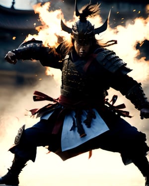Ailen samurai, fighting stance, dyanimc, movie style, 