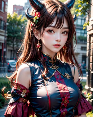 1dragon girl, wearing a dragon armor, long red hair, fantasy, dragon horns, 