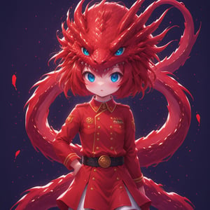 1dragon girl, wearing a red army costume with small gold detailed, watern dragon, in the night sky ,,,ani_booster,,<lora:659095807385103906:1.0>