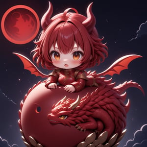1dragon girl, riding golden chibi dragon, baby dragon, break, red hair, red armor, dragon horns, dragon wings, in the sky, red moon, moon light, full moon, ((centered image)), high res, hyper sharp, sharp focus, best quality, masterpiecedynamic ,,,,,,,,1dragon,<lora:659095807385103906:1.0>