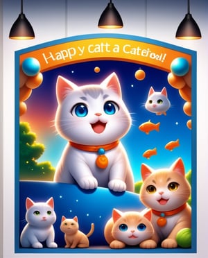 Celebrate Cat Day with a charming anime illustration featuring adorable feline friends! Imagine a whimsical scene where lively kittens playfully chase yarn balls under the warm glow of a sunset. The vibrant colors accentuate their fluffy fur, while their mischievous expressions capture the essence of cat antics. The background could feature cat-themed elements like paw prints and fish motifs, creating a delightful ambiance. This heartwarming image will evoke joy and fondness for our furry companions, making it a perfect tribute to the beloved Cat Day celebration.,<lora:659095807385103906:1.0>