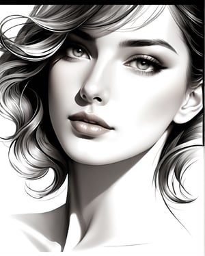 Create a pencil art female portrait illustration with a style that accentuates shading. Craft an image where the interplay of light and shadow brings out the depth and character of the subject. Emphasize the delicate curves of the face, capturing subtle expressions with nuanced shading techniques. Ensure that the portrait exudes a sense of grace and elegance, evoking emotions through the careful placement of shadows. Pay close attention to the details, from the gentle contour of the lips to the intricate strands of hair. Let the shading breathe life into the artwork, conveying a timeless beauty that mesmerizes the viewer.