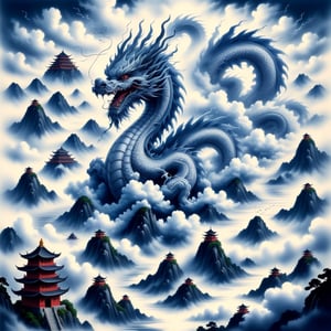 1dragon, cloud dragon, Japanese castle, ink painting, dragon dance, kaijyu, ,japanese art,,baby dragon,1dragon girl,ink ,<lora:659095807385103906:1.0>,1girl,<lora:659095807385103906:1.0>