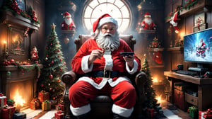 (Santa theme:1.5), (doing e_sports at his room), (fantasy:1.5), (amazing:1.5), (fantastic: 1.5), (digital anime illustration:1.5), (symmetrical arrangement:1.5), (virtual world: 1.5) , (ultradetailed: 1.5), (hyper sharp: 1.3),(best quality:1.3),(masterpiece:1.3),oil paint,christmas,ral -chrcrts,ink,ink