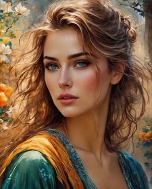 Stunning beautigul girl, delicate and perfect face, beautiful reflective eyes, digital paint, highly detailed hyperrealistic painting, art by Arthur Rackham and Antoine Blanchard, masterpiece, bright colors, vibrant colors, dynamic, Very detailed, conceptual art, smooth, sharp focus, illustration, centered, focus, hyperrealistic, work of art, 8k
